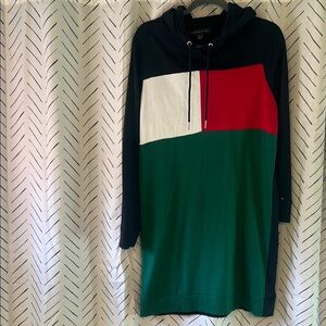 Tommy Hilfiger Colorblock Long Sleeve Dress - Red, Green, White
